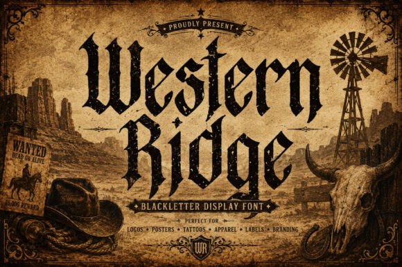 Western Ridge: Bold Blackletter Typography for Authentic Branding